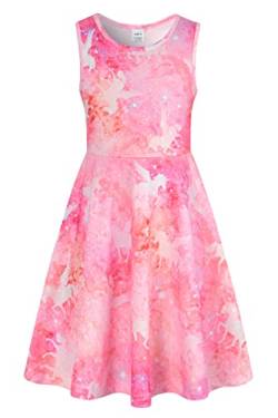 AIDEAONE Kinder Mädchen Rosa Kleid Süßes A-Linie ärmelloses Sommerkleid 8-9 Jahre (L) von AIDEAONE