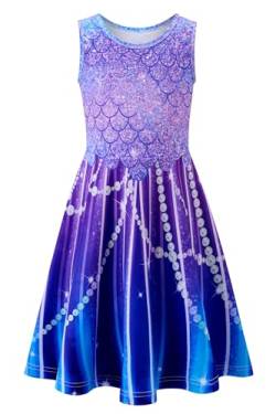 AIDEAONE Mädchenkleid Mädchen Meerjungfrau Kleid Sommerkleid Kleid Schön Lila Kleid 8-9 Jahre, L von AIDEAONE