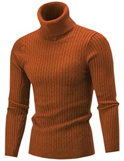 AIDEAONE Männer Rollkragen Turtleneck Strickpullover Stehkragen Pullover Sweater Slim Fit Basic Feinstrick Rollkragenpullover Khaki von AIDEAONE