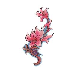 5 Blätter Farbe Blume Tattoo Aufkleber Wasserdicht Weiblich Kaiserschnitt Narbe Simulation Sexy Tattoo von AIDEMEI