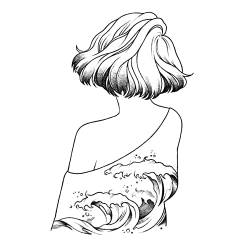 5 Blätter Sketch Tattoo Aufkleber Wasserdichte Persönlichkeit Weibliche Kleine Frische Charakter Wellenmuster Armaufkleber von AIDEMEI