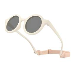 AIDIER Baby Polarisierte Sonnenbrille mit Riemen Baby Sonnenbrille 0-3 Jahre Jungs und Mädchen Kindersonnenbrille mit Weichem Silikonrahmen UV-geschützte Kindersonnenbrille mit Rundem Rahmen Beige von AIDIER