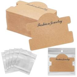 AIDIRui 100 Stück Armband-Display-Karten, Armbandverpackung, Halskettenkarten mit Taschen, Braun, Papier von AIDIRui