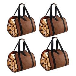 AIDIRui 4 x Brennholz-Aufbewahrungstasche, tragbare Tragetasche für Brennholz, tragbare Canvas-Holztasche von AIDIRui