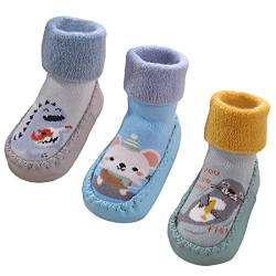 3 Paar Anti Rutsch Babysocken Kindersocken Erstlingssöckchen Kleinkind Rutschfest Baumwolle Baby Socken Mädchen Jungen 16CM/30-36 Monate von AIEOE