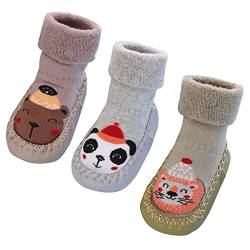 AIEOE 3 Paar Stoppersocken Anti Rutsch Sohle für Mädchen Jungen Kindersocken Anti-Rutsch Baby Socken Anti-Rutsch Kinder Stoppersocken 15CM/24-30 Monate von AIEOE