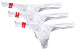AIEOE 3 Stück Durchsichtige String Tanga Transparentes Dessous für Männer Sexy Unterwäsche Gaze Slip Weiß XL von AIEOE