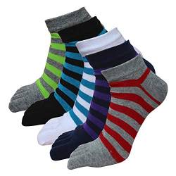 AIEOE 5 Paar Männer Fünf Finger Zehensocken Baumwolle Bunte Streifen Sneaker Socken Kurz Atmungsaktiv Sportsocken Laufsocken von AIEOE