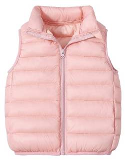 AIEOE Ärmellose Daunen Jacke für Kinder mit Taschen und Knopf Winddichte Unisex Weste Unisex Geeignet von 5-6 Jahre 130cm Rosa von AIEOE