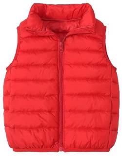 AIEOE Ärmellose Daunen Jacke für Kinder mit Taschen und Knopf Winddichte Unisex Weste Unisex Geeignet von 5-6 Jahre 130cm Rot von AIEOE