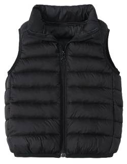 AIEOE Ärmellose Daunen Jacke für Kinder mit Taschen und Knopf Winddichte Unisex Weste Unisex Geeignet von 5-6 Jahre 130cm Schwarz von AIEOE