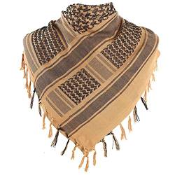 AIEOE Baumwolle Militär Schal Arab Shemagh Schal Tactical Keffiyeh Desert Kopftuch Halstuch für Damen & Herren, braun, One size von AIEOE