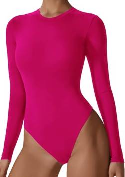 AIEOE Body Overalls Kunstturnen Damen Langarm Trikots Gymnastik Bodysuit Elastisch Ballett Größe S Fuchsia von AIEOE