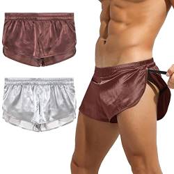 AIEOE Boxer Trunks Herren 2 Pack Sexy Unterwäsche Bequem Boxershorts für Männer Baumwolle Innenschicht Braun Grau Herstellergröße M von AIEOE