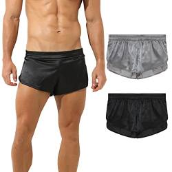 AIEOE Boxer Trunks Herren 2 Pack Unterwäsche Bequem Boxershorts für Männer Baumwolle Innenschicht Schwarz Grau Herstellergröße M von AIEOE