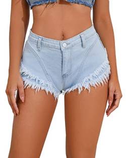 AIEOE Damen Jeans kurz und Sexy Niedrige Taille Zip Shorts Sommer Nacht Club Größe XL Blau von AIEOE