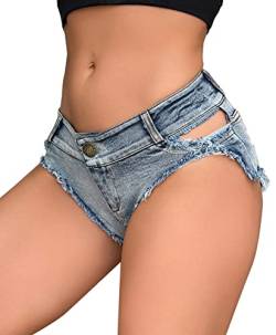 AIEOE Damen Jeans kurz und Sexy Niedrige Taille Zip Shorts Sommer Nacht Club Größe XL Blau von AIEOE