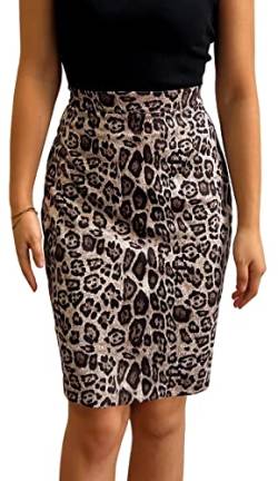 AIEOE Damen Mini Röcke Bleistiftrock Sexy Sexy Kurz Winter Elegant Plissiert Cocktail Party Größe S Beige Leopard von AIEOE