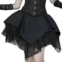 AIEOE Damen Rock Gothic Punk Steampunk Spitze Asymmetrische Tüll Tutu Cosplay Kostüm Größe L Schwarz von AIEOE