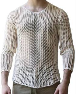 AIEOE Fishnet Oberteil Atmungsaktive Shirt Langarm Sexy Unterhemd Netzhemd Weiß 04 EU Größe XXL/Herstellergröße 3XL von AIEOE