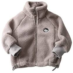 AIEOE Fleecejacke Jacke mit Stehkragen Baby Jungen Mädchen Mäntel Fleece Bomberjacke Herbst Winter Dick Warm Grau 1-2 Jahre von AIEOE