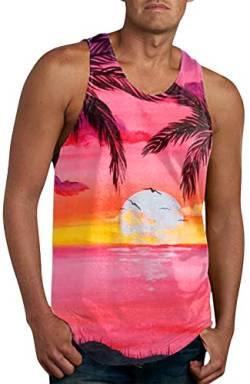 AIEOE Hawaii Tank Top Herren Sommer Muskelshirt Strand Tankshirt Ärmellos T-Shirt 3D Druck Print Muster Tanktop Locker Schnell Trocknend Atmungsaktiv - XXL von AIEOE