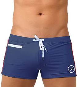 AIEOE Herren Badehose mit Polster Badeshorts mit Tasche und Kordelzug Schwimmhose Blau XL von AIEOE