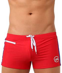 AIEOE Herren Badehose mit Polster Badeshorts mit Tasche und Kordelzug Schwimmhose Rot XXL von AIEOE