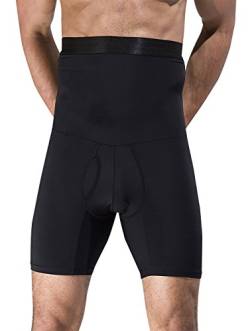 AIEOE Herren Bauchweg Unterhose Body Shaper Shapwear Figurformend Hoch Taille Boxershorts Shorts Taillenmieder Funktionsunterwäsche Große L - Schwarz von AIEOE