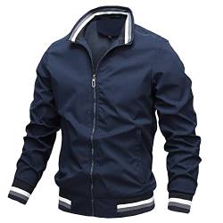 AIEOE Herren Bomberjacke Leichte Übergangsjacke Casual Stehkragen Blouson Herbst Frühling Bomber Jacke Sportjacke mit Reißverschlusstaschen von AIEOE