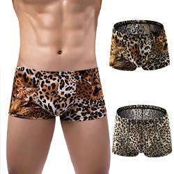 AIEOE Herren Boxershorts Leoparden Muster Niedrige Taille Hipster Boxer Briefs 2 Stück 02 M von AIEOE