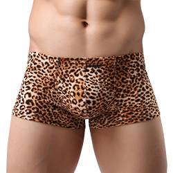 AIEOE Herren Boxershorts Unterhose Unterwäsche Retroshorts Leopard Muster Brief Gelb L=EU XS-S von AIEOE