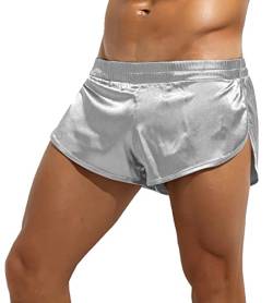 AIEOE Herren Boxershorts mit großen geteilten Seiten Atmungsaktive Unterwäsche mit Schlitze in Weiter Passform Grau Herstellergröße XL von AIEOE