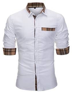 AIEOE Herren Einfarbig Hemd Langarm Slim Fit Hemd Freizeit Business Party Shirt Männer Kragen Hemd von AIEOE