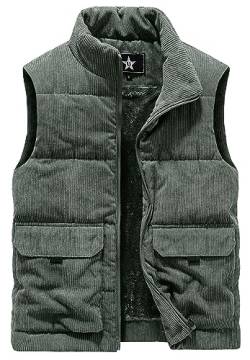 AIEOE Herren Fleeceweste Winter Warm Outdoor Weste Gefüttert Winterweste Fleecefutter Stehkragen Ärmellos Jacke mit Multi Taschen - XL von AIEOE