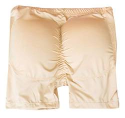 AIEOE Herren Gepolsterte Boxershorts Figurformende Unterhose Push-Up Unterwäsche mit 4 Pads Polsterhose - Beige Größe 4XL von AIEOE