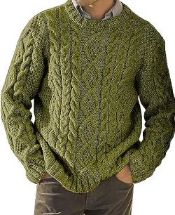 AIEOE Herren Rippstrickpullover Regular Fit Rundhalsausschnitt Pulli Langarm Sweater Dunkelgrün Herstellergröße XXL/EU Größe XL von AIEOE
