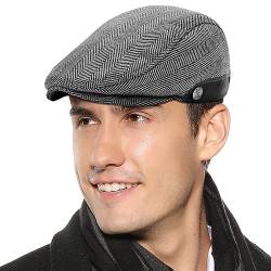 AIEOE Herren Schiebermütze mit Ohren Warm Schirmmütze Wollmischung Flatcap Mütze Herbst Winter Gatsby Newsboy Cap von AIEOE