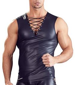 AIEOE Herren Sexy Tank Top PU Leder Muskelshirt Ärmellose T-Shirt Slim Fit Schwarz 05 L von AIEOE