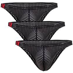 AIEOE Herren Slips Atmungsaktive Unterhosen Männer Niedrige Taille Bikini Unterwäsche Leicht 3 Stück Schwarz L von AIEOE