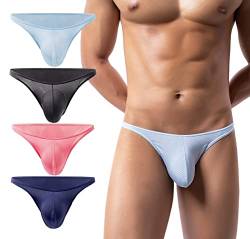 AIEOE Herren Unterhosen Slip Atmungsaktiv Hipster Bequeme Unterwäsche Pouch Panties Kühle Minislips 4 Stück 01 Größe M von AIEOE