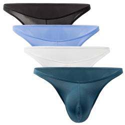 AIEOE Herren Unterhosen Slip Atmungsaktiv Hipster Bequeme Unterwäsche Pouch Panties Kühle Minislips 4 Stück 02 Größe L von AIEOE