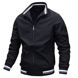 AIEOE Herren Winter Bomberjacke Warm Wattiert College Jacke Stehkragen Fliegerjacke Übergangsjacke mit 2 Reißverschlusstaschen und Innentasche M, EU XS von AIEOE