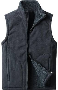 AIEOE Herren Winter Weste Fleece Warm Bodywarmer Stehkragen Fleeceweste mit Reißverschlusstasche Ärmellos Jacke Herbst - L von AIEOE