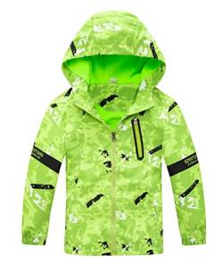 AIEOE Jungen Jacke Camouflage Kind Winddichte Regenjacke mit Fleecefutter und Kapuze Geeignet von 4-5 Jahren Grün von AIEOE