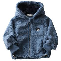 AIEOE Kinder Fleece Kapuzenjacke Mädchen Jungen Mäntel Fleece Bomberjacke Herbst Winter Dick Warm Dunkelblau 2-3 Jahre von AIEOE