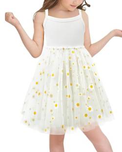 AIEOE Kleinkind Tütü Kleider Ärmellos mit Futter Prinzessin Taufe Sommerkleid Boho Tutu Geburtstag Kleid für 2-3 Jahre Weiß von AIEOE