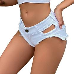 AIEOE Mini Shorts Damen Kurz Sexy Denim Shorts Clubwear Hot Pants Größe M Weiß von AIEOE