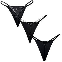 AIEOE Sexy String Tanga für Frauen Chic G String Tanga Spitze T-Back Strings Höschen 3er-Pack M von AIEOE