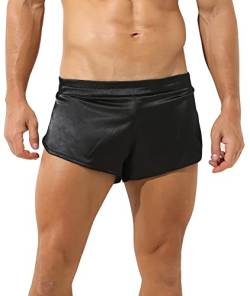 AIEOE Sexy Unterwäsche für Mann Satin Boxer Shorts Herren Sexy Boxershorts Leicht und Atmungsaktiv Schwarz M von AIEOE